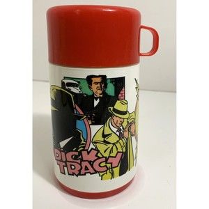 Vintage Dick Tracy Thermos Cup Disney Aladdin 1980s 80s VTG with Lid